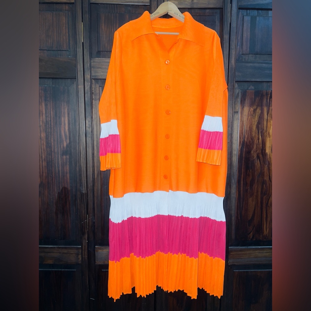 Colorful Striped Button-Up‎ Dress